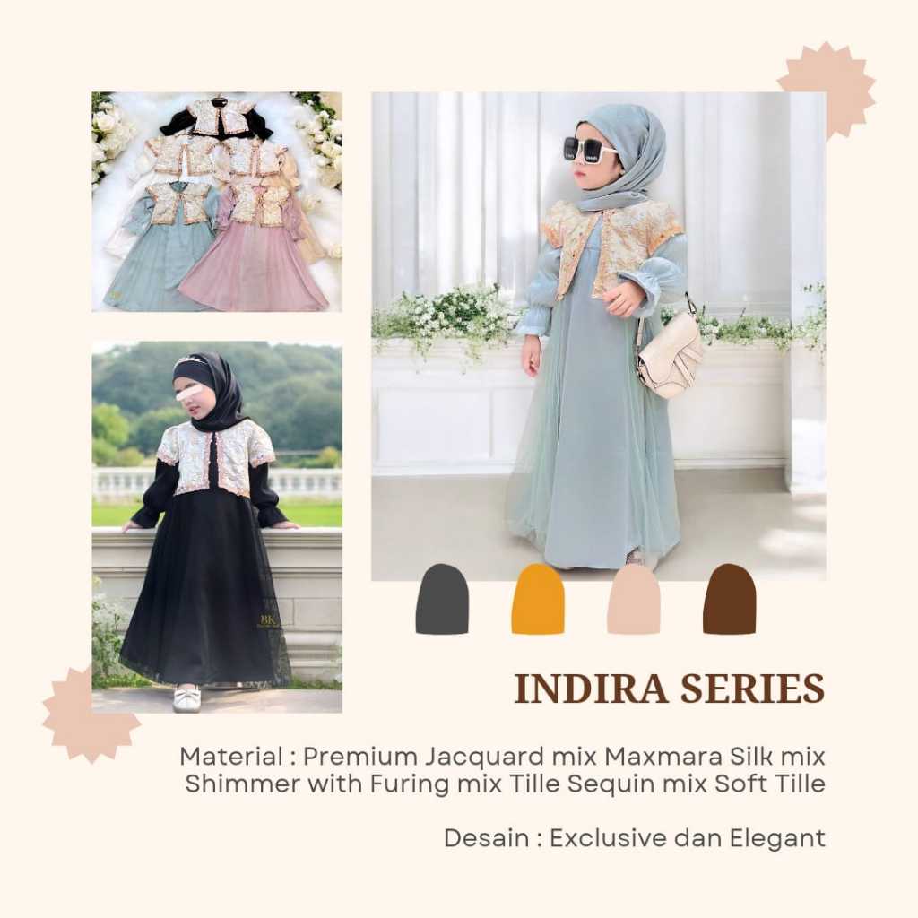 READY GAMIS ONLY - DRES PESTA BAJU MUSLIM ANAK INDIRA SERIES BY BERANDA KECIL