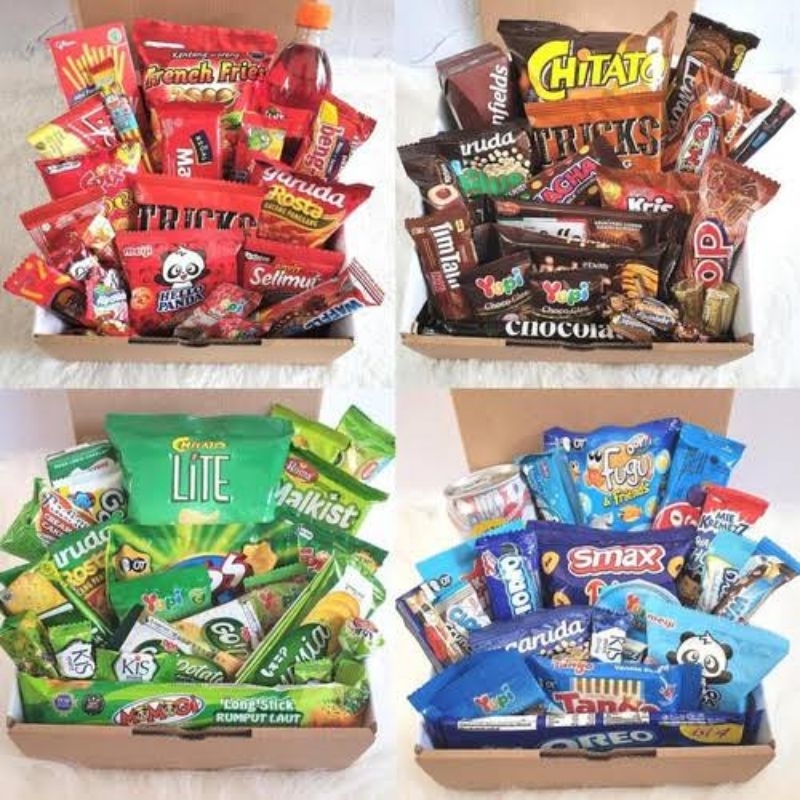 

Hampers Snack / Snack Box / Kado Ulang Tahun / Kado Temen / Kado Pacar / Snackbox Gift