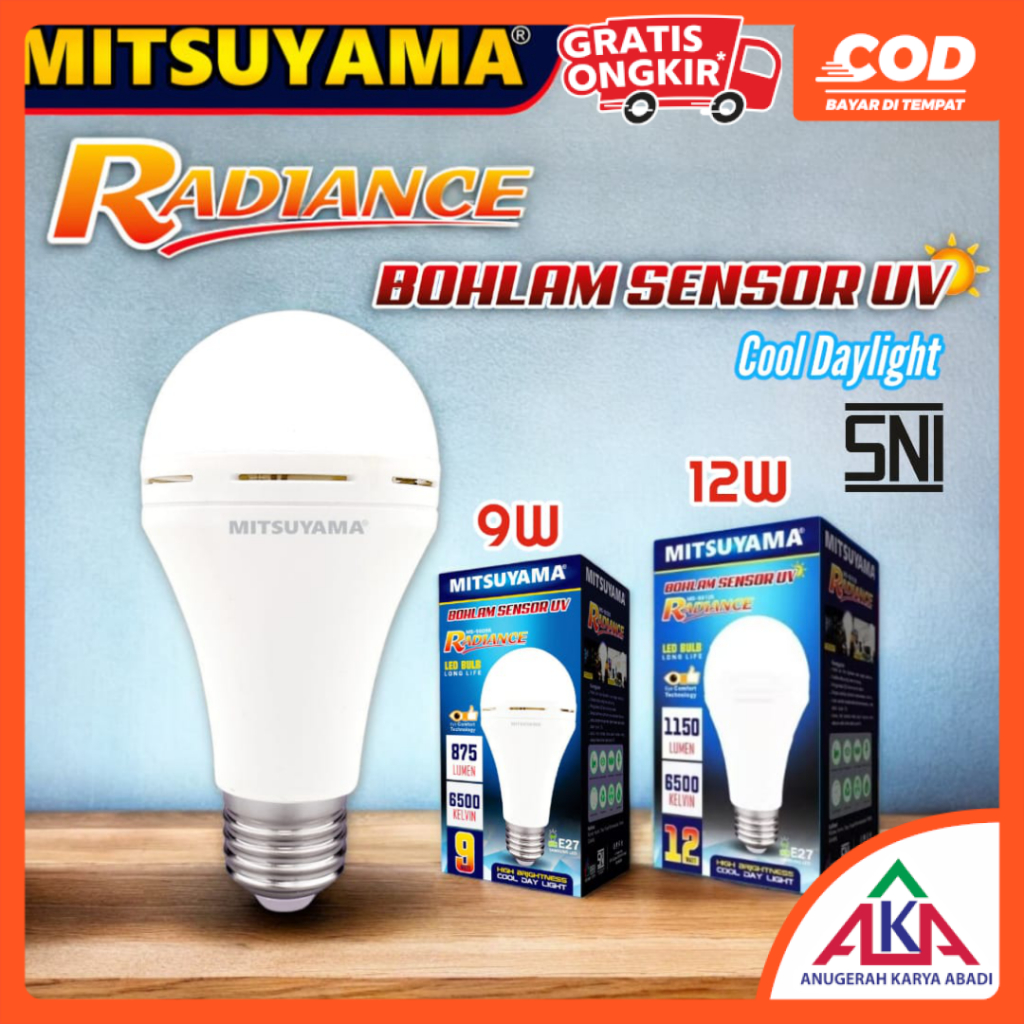 MITSUYAMA RADIANCE Bohlam Lampu LED 9W 12W 30W 40W Watt Light Sensor Cahaya UV Ultraviolet Cool Dayl