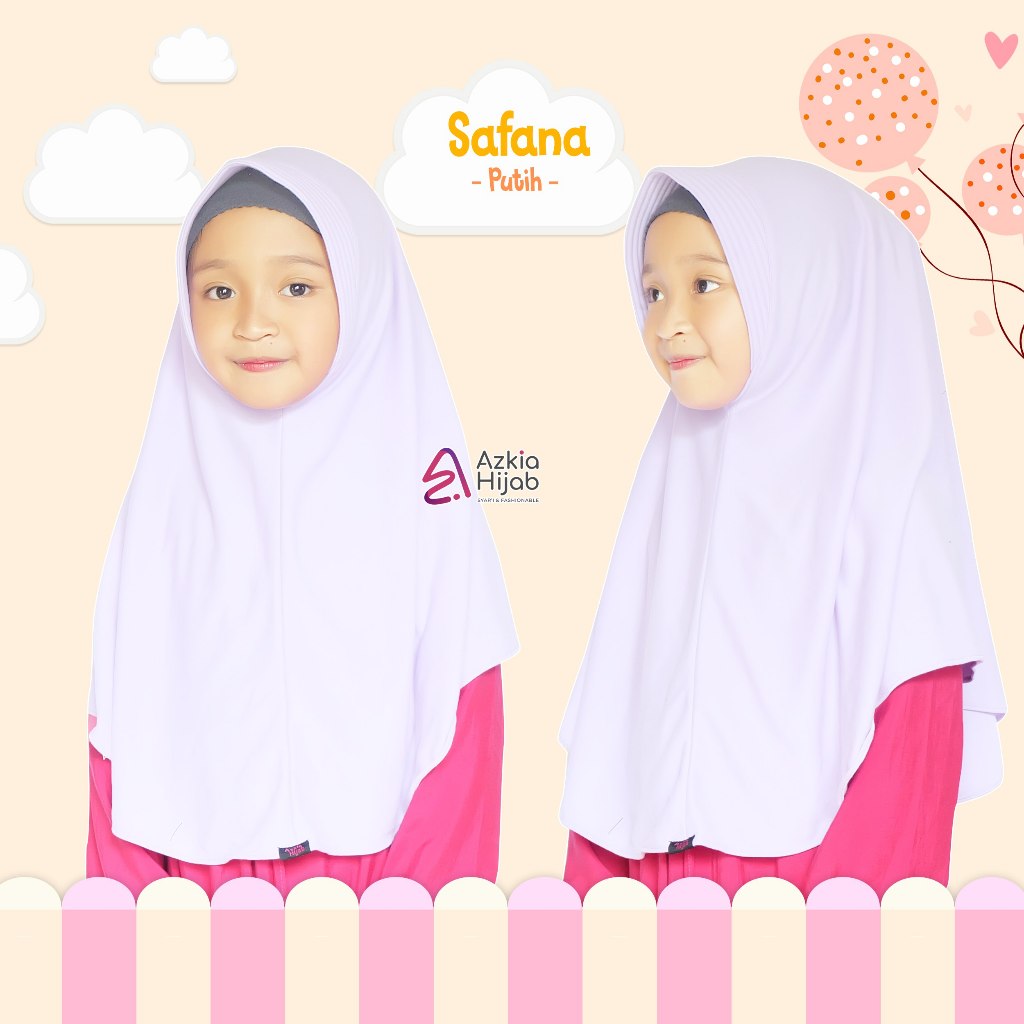 Hijab Anak TK Dan SD Warna Putih Size 4 sd 8 Untuk Usia 4 sd 12 Tahun Ori By Azkia Hijab