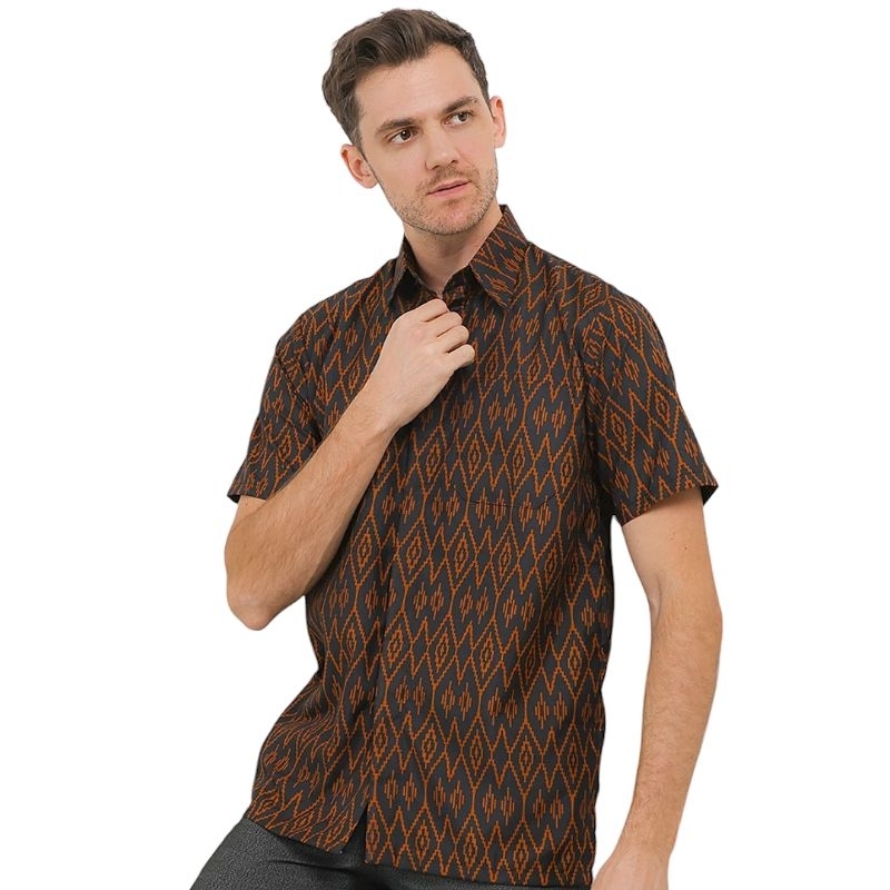 STRBTQ Baju Batik Pria Hem Batik Pria Kemeja Batik Pria Lengan Pendek Lawasan Zigzag