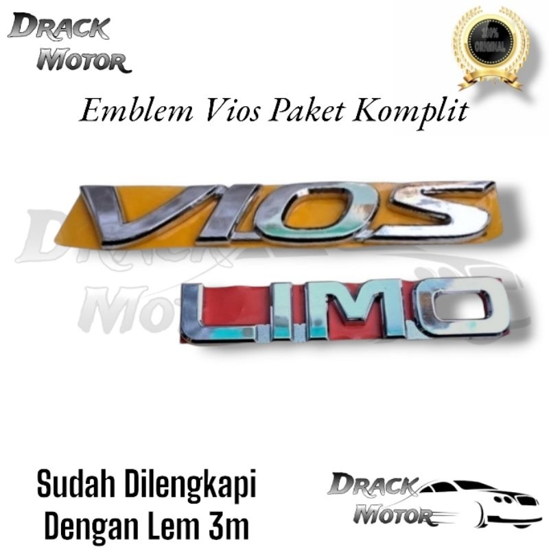 EMBLEM TULISAN VIOS LIMO CHROME ORIGINAL BAGASI BELAKANG TOYOTA VIOS // EMBLEM PAKET KOMPLIT TULISAN