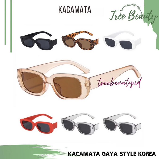 Kacamata Vintage Persegi Panjang / Kacamata Hitam Cewek / Kacamata Anti Sinar UV400 / Kacamata Fashi