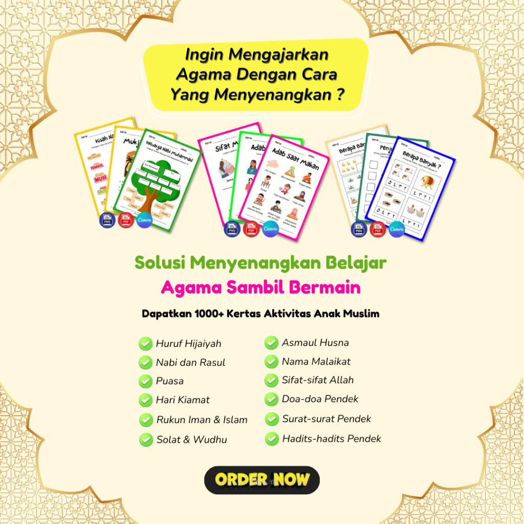 Worksheet Anak 2-6 Tahun 1000 Lembar Aktivitas Anak Printable PDF Tema Islami