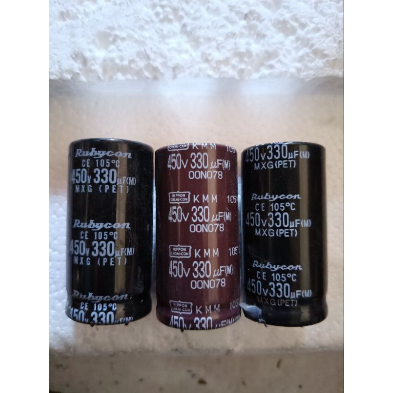 ELKU RUBYCON 330UF450V tinggi 5cm lebar 2,5