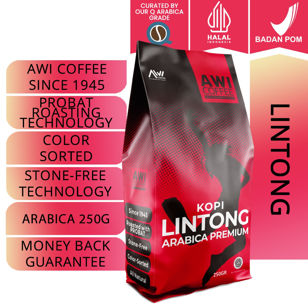 

Awi Kopi Lintong 250G Biji/Bubuk | Arabica Roasted Coffee Beans | Grade 1 Export Quality