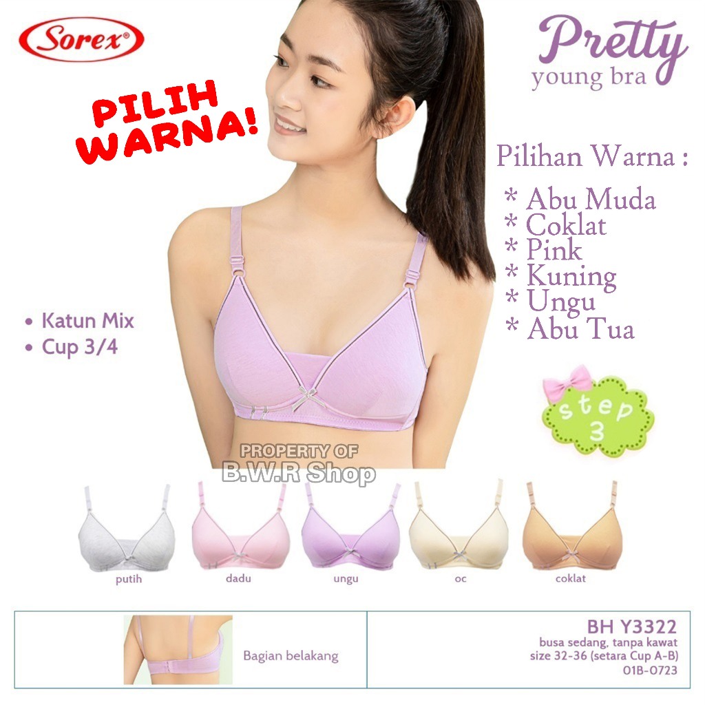 Bra Sorex Young Y3322 | BH Busa Tipis Remaja Step 3 | Pilih Warna Bh sorex busa remaja y 3322 - Bwr