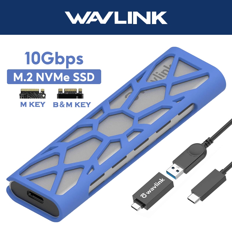 WAVLNK USB-C ke M.2 NVME SSD Casing 10Gbps Adaptor Kandang Hard Disk Portabel Untuk Hard Disk