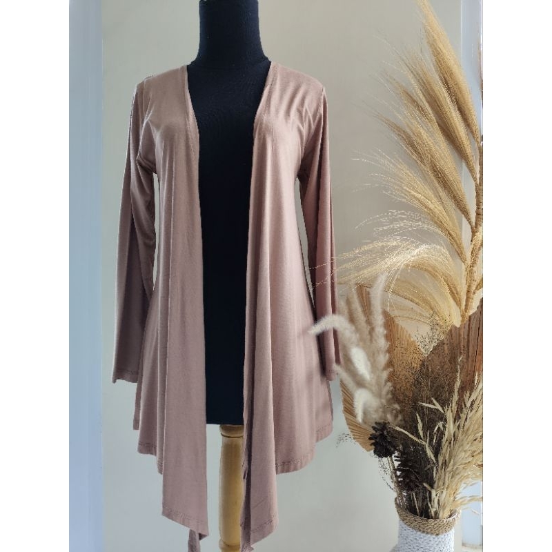 CARDIGAN WANITA POLOS | OUTER PANJANG KAOS | CARDIGAN BASIC SPANDEK