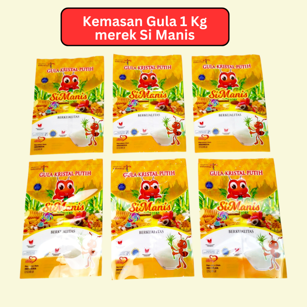 

Si Manis 100 pcs Kemasan GULA 1 kg Pasir Plastik Laminasi Tebal Packing Sugar sablon seal sachet