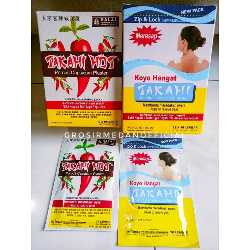 KOYO TAKAHI DAN KOYO TAKAHI HOT - PLASTER MEREDAKAN NYERI - TAKAHI HANGAT MEDICATED MENTHOL DAN TAKA