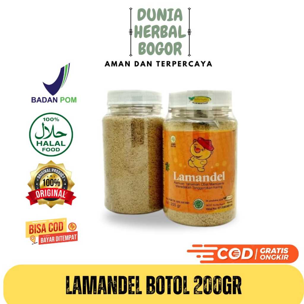 

Lamandel botol herbal amandel anak dan dewasa | Serbuk LAMANDEL Botol 200G