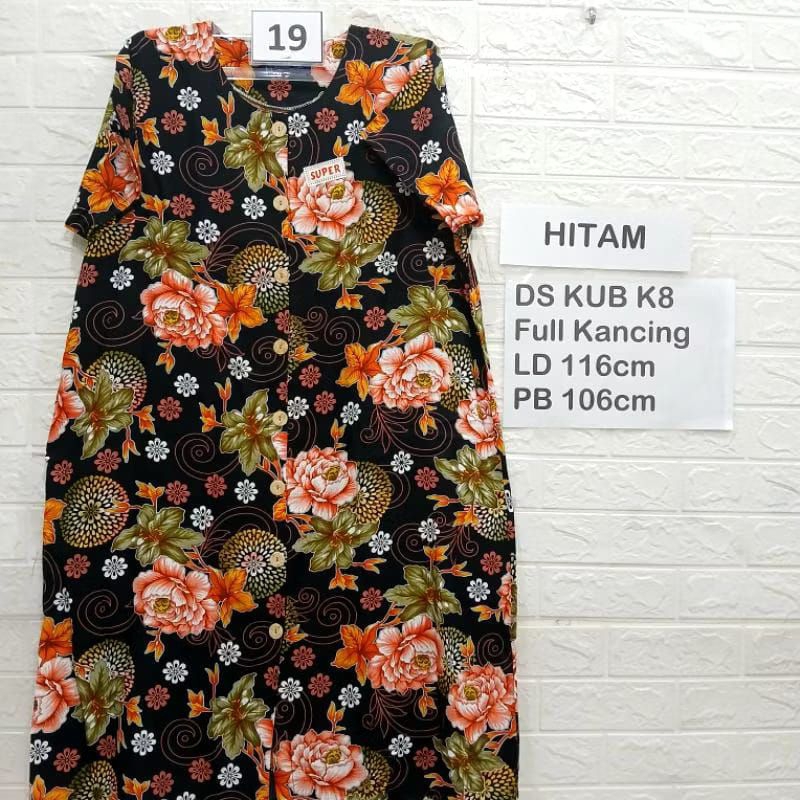 Daster Tidur Full Kancing Murah Meriah Motif Bunga Bunga Dress Pendek Wanita Remaja Bahan Rayon Katu