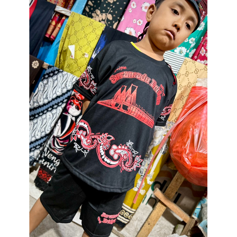 SETELAN SURAMADU HITAM NEW / SETELAN SURAMADU ANAK / SETELAN JEMBATAN SURAMADU