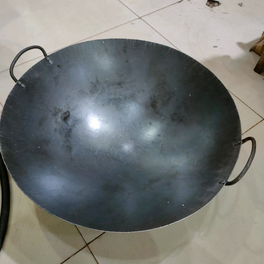 kuali/wajan/wok nasi goreng plat hitam baja UK 45 cm tebal