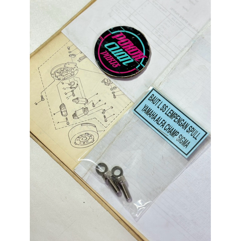 Baut L stainless lempengan spull Yamaha ALFA CHAMP SIGMA