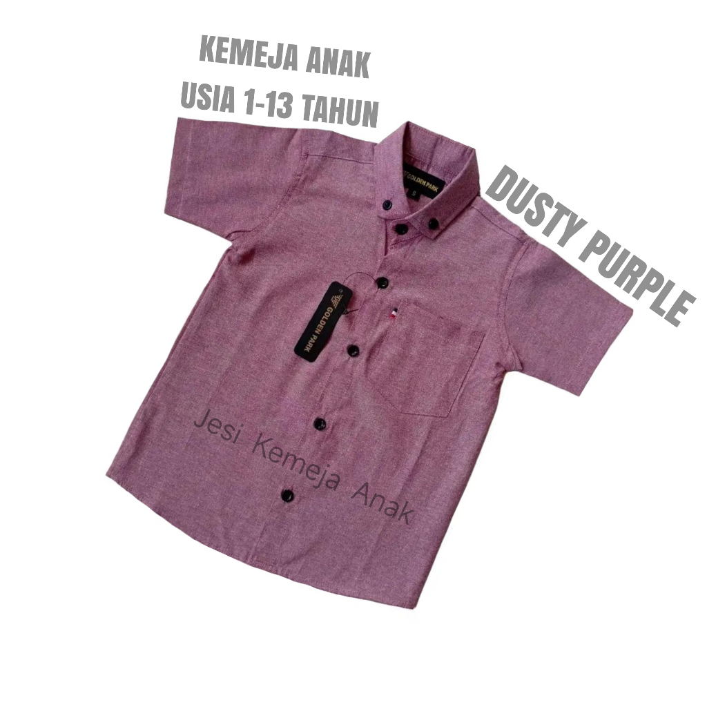 Kemeja Polos Anak Laki Warna Dusty Purple - Baju Hem Cowok Usia 1 sampai 13 Tahun Vintage / Retro
