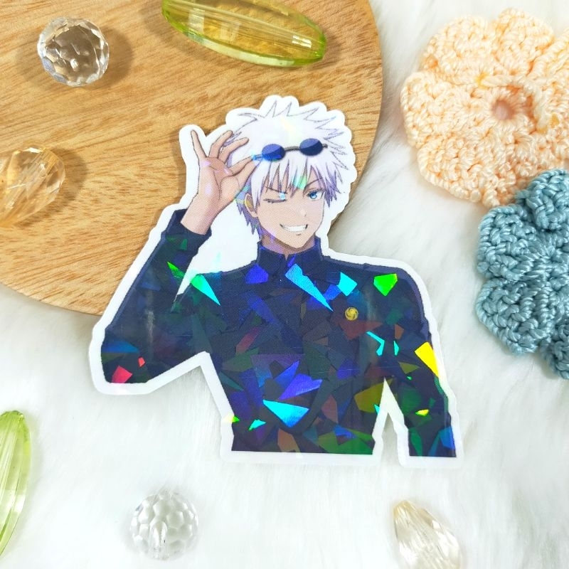 

Sticker Hologram Brokenglass Fanmerch Gojo Satoru Jujutsu Kaisen Original Fanart by Merch Trove