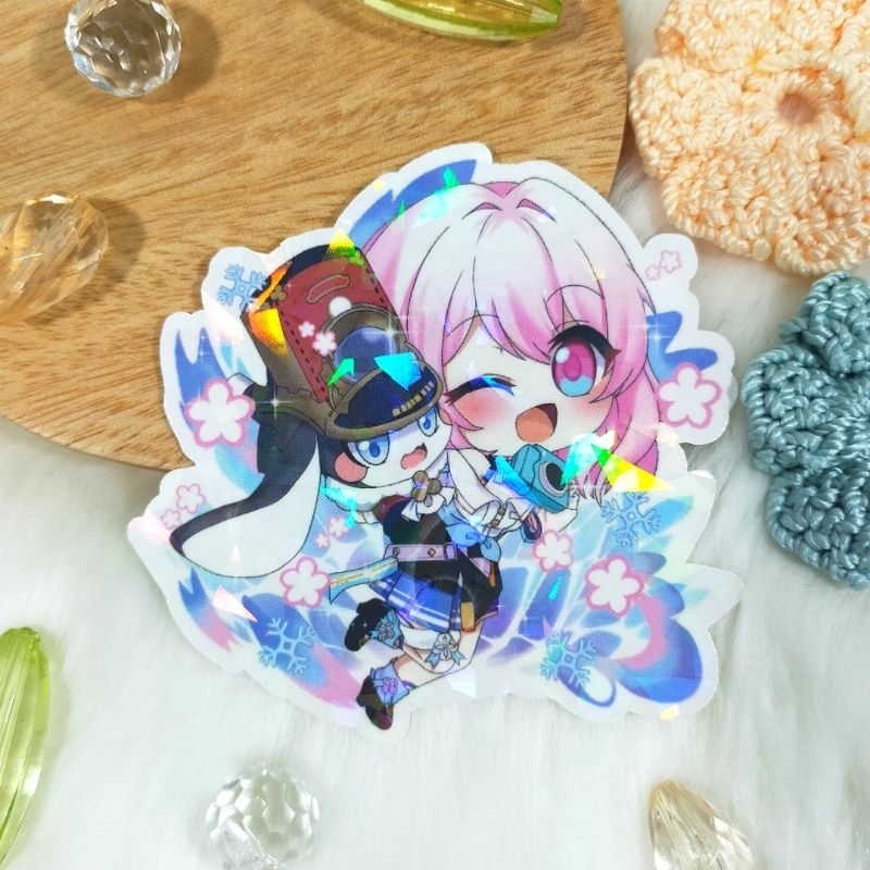 

Sticker Hologram Brokenglass Fanmerch March 7th Honkai Star Rail Original Fanart by Merch Trove