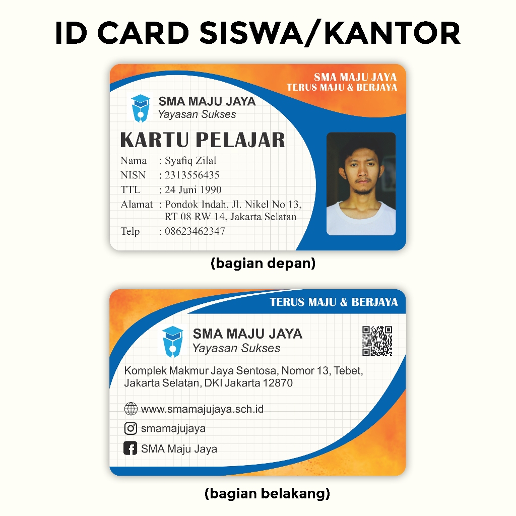 

Custom ID Card / Kartu Pelajar / Kartu Karyawan, / Tanda Pengenal Instansi