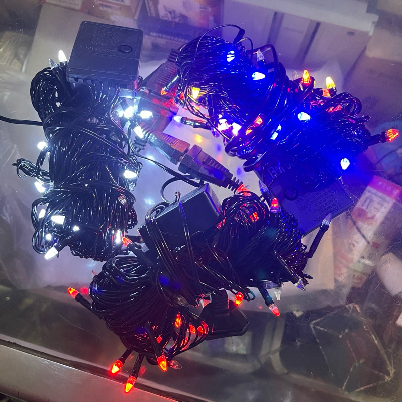 LAMPU HIAS LAMPU NATAL LAMPU HIASAN WARNA WARNI PUTIH MERAH PANJANG HITAM 10METER 10 M 100 LED KELAP