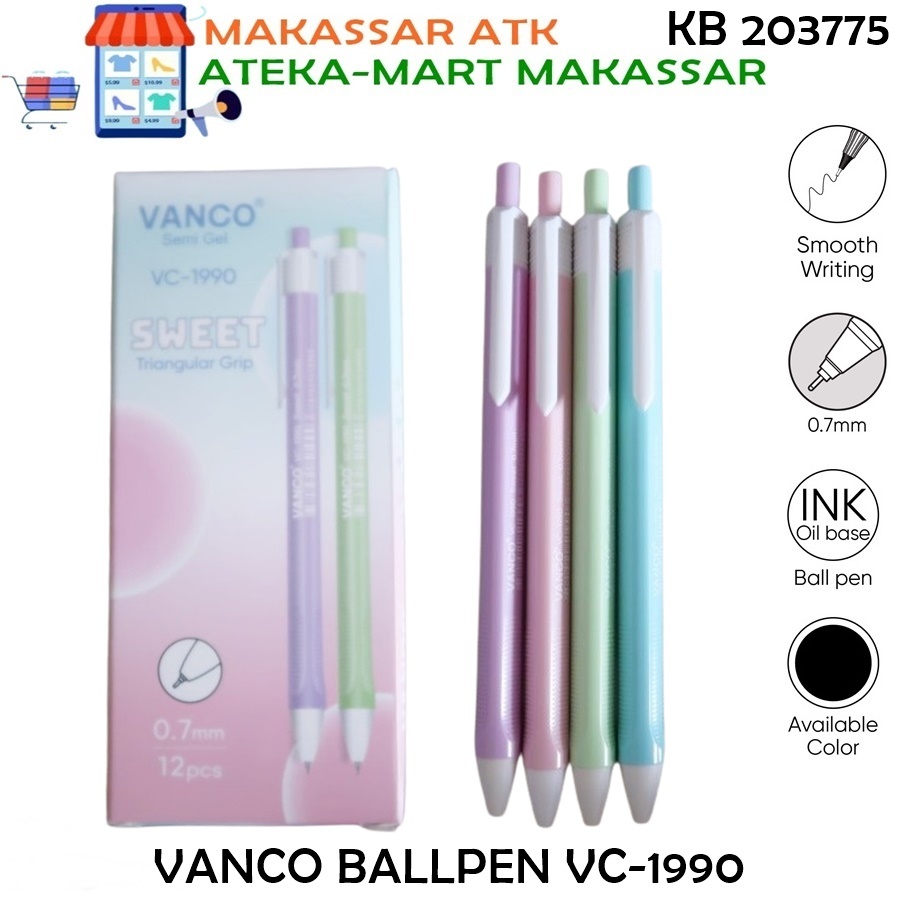 

[BOX/12PCS] VANCO BALLPEN VC-1990 PEN MURAH PASTEL