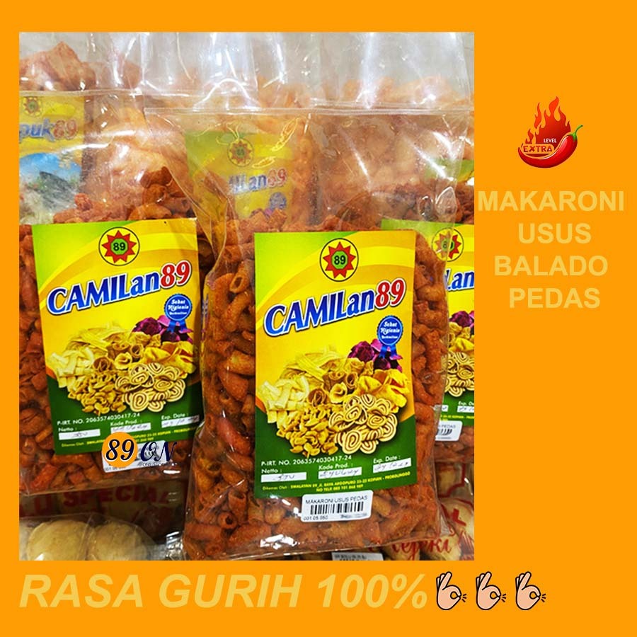 

350 GR MAKARONI USUS EXTRA PEDAS GURIH SNACK CAMILAN 89