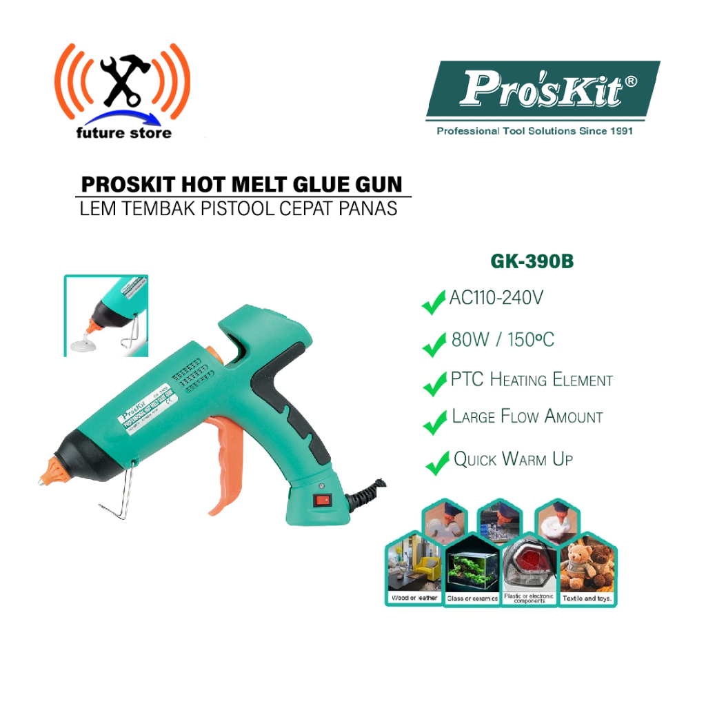 

PROSKIT GK-390B PROFESSIONAL HOT MELT GLUE GUN - PISTOL LEM TEMBAK - LEM TEMBAK PISTOOL CEPAT PANAS - PROSKIT GK-390B ORIGINAL