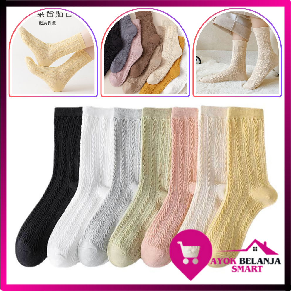 ABS Kaos Kaki 6997 Kaos Kaki Panjang Wanita Dewasa Embos Renda Kaos Kaki Wanita Korean Style