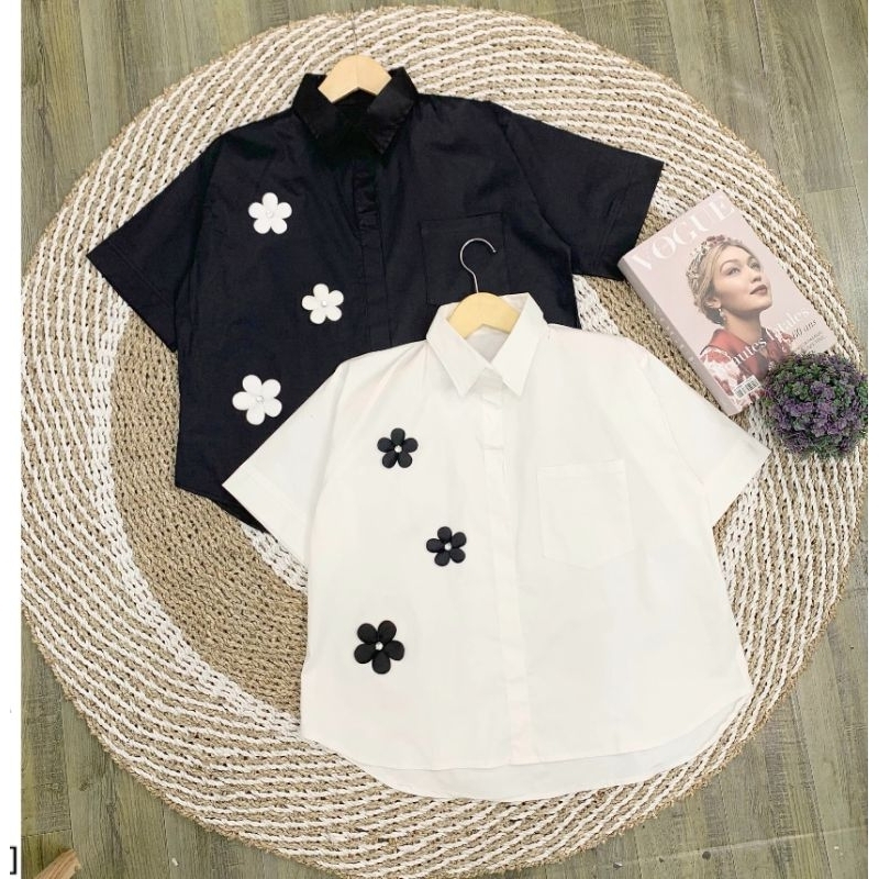 SORTE CLOTHING - Hanna Blouse Korea / Kemeja Korea / Kemeja Polos Putih / Kemeja Jumbo Wanita