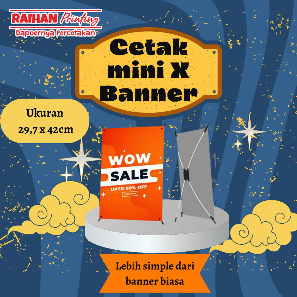 CETAK BANNER X MINI / BANNER MEJA