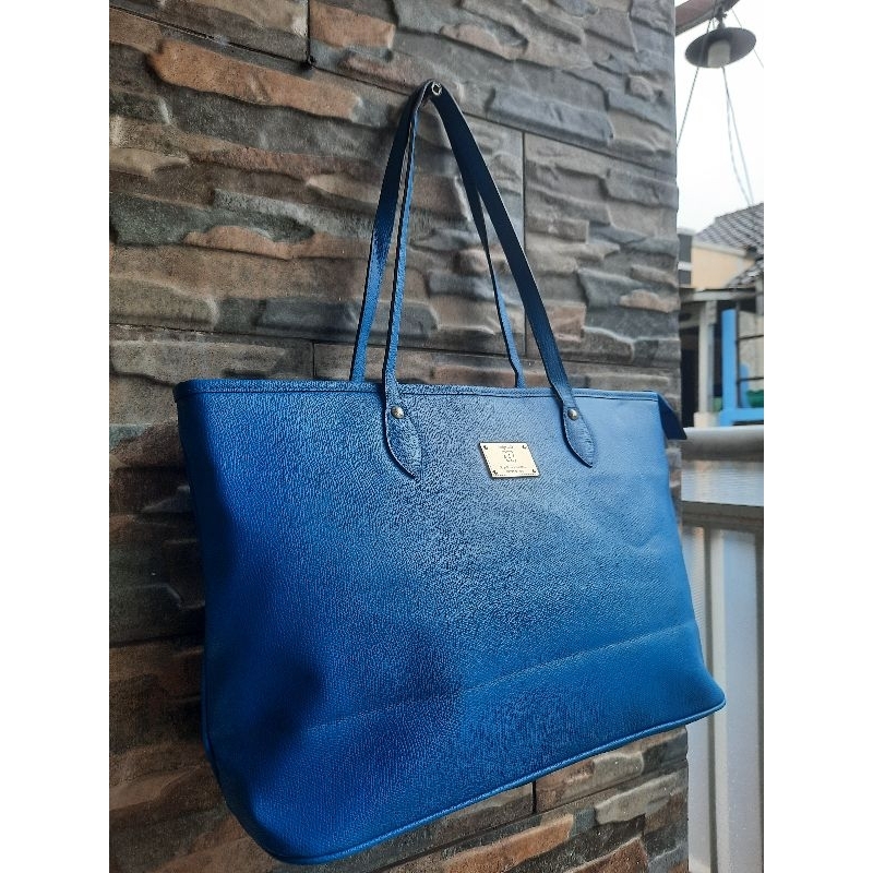 Totebag Biru NICOLE MILLER - TAS PRELOVED BRANDED ORIGINAL