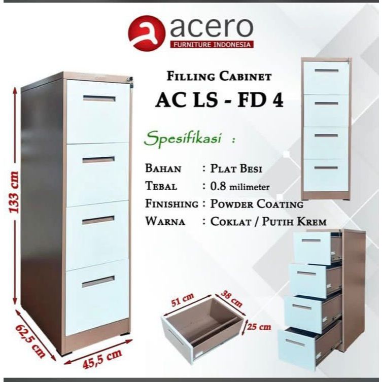 Filling Cabinet 4 Laci AC LS-FD 4 - Filling Cabinet 4 laci - Filling Cabinet Besi -Plat Tebel ya - F