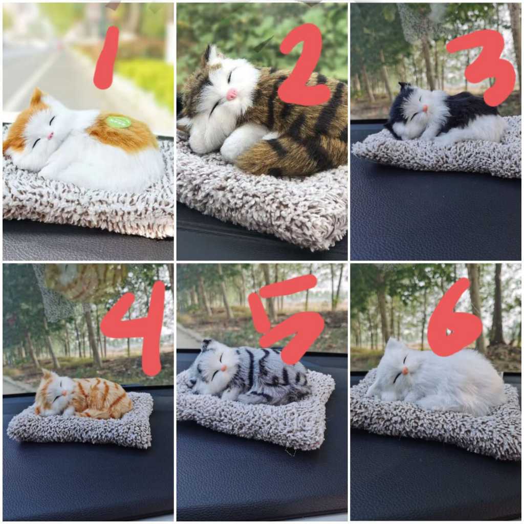 Arang bambu pajangan dasbord mobil motif kucing