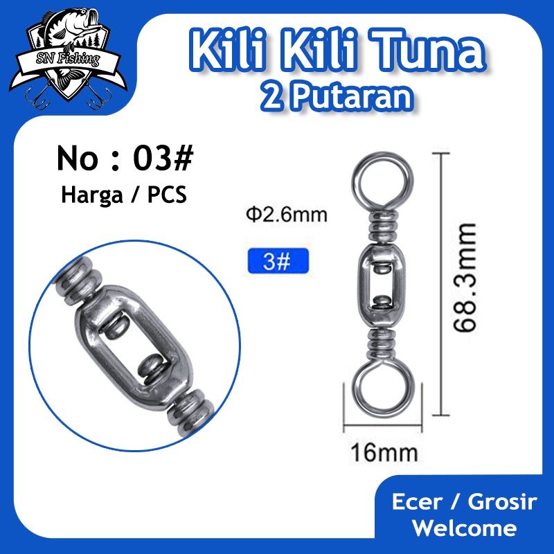 Kili Kili Pancing Tuna no 3 # / 2 Putaran / Kili Kili Swivel Stainless Kuat High Quality