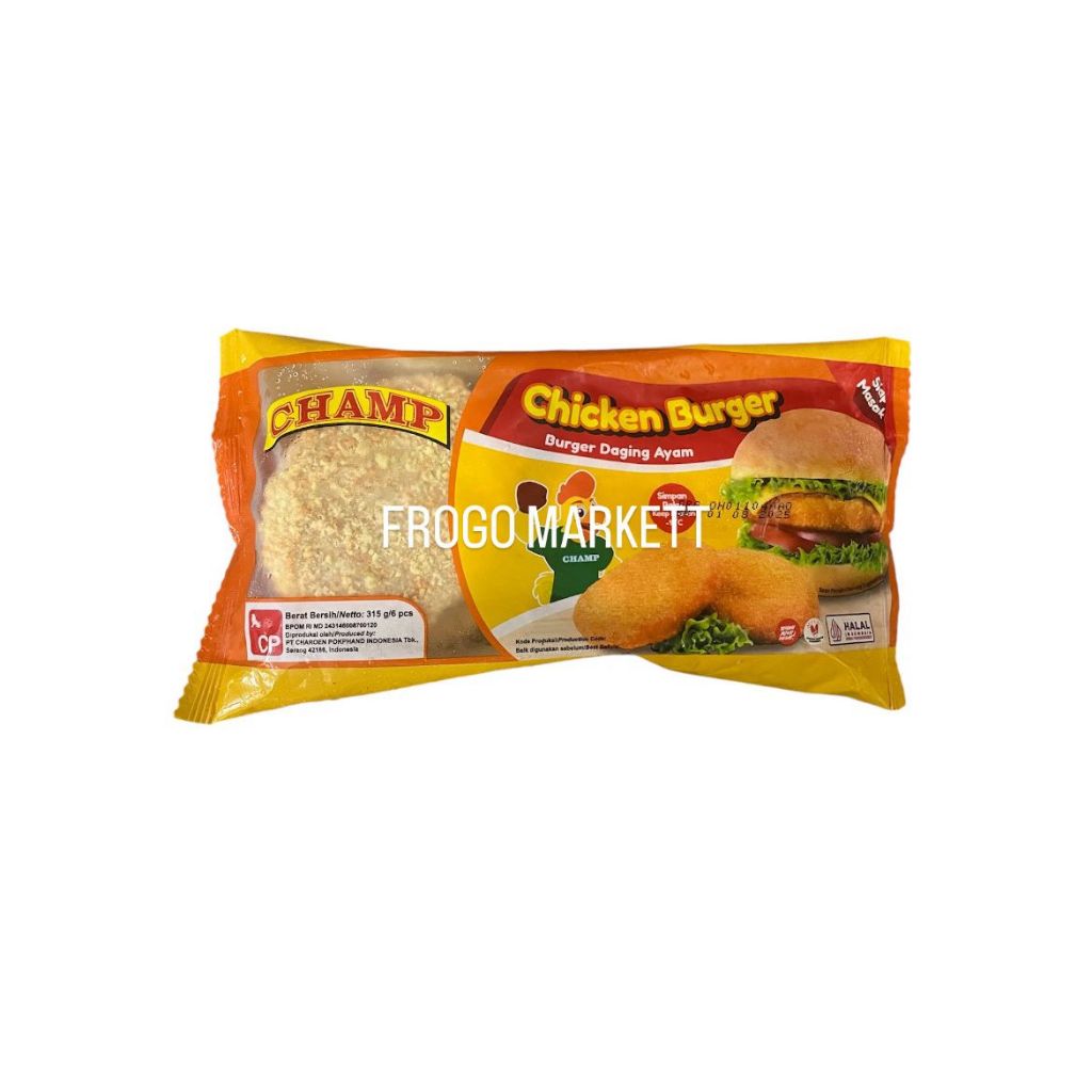 

Daging Burger Ayam Champ 315gr (Isi 6pcs)