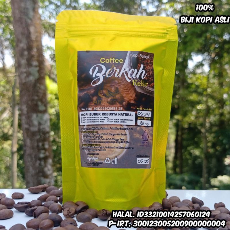 

kopi robusta berkah kelir semi natural 80 gram || kopi bubuk murni 100%