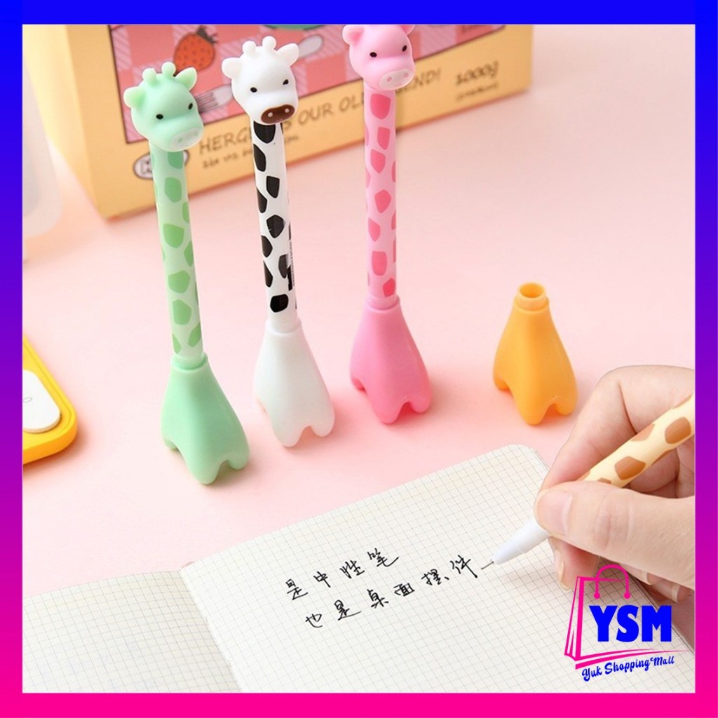 

YSM Pena Tinta Hitam Karakter Hewan Lucu Model Animal Pen Gel Jerapah Girrafe Ballpen Pena Pulpen Ujung Lancip Karakter