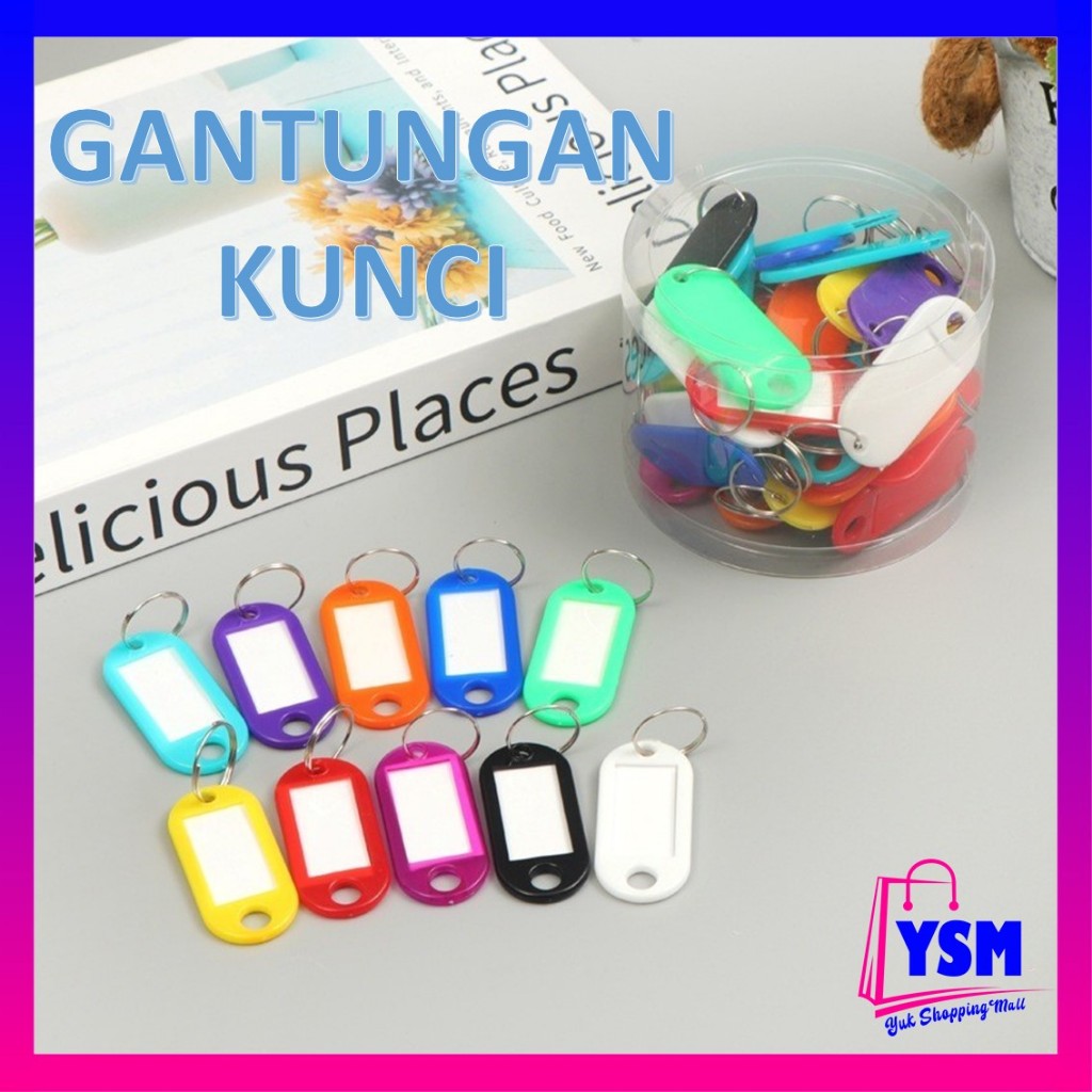

YSM Name Tag Gantungan Kunci Warna-Warni Label Nama Plastik Keychan Ring Name tag Ganci Colors