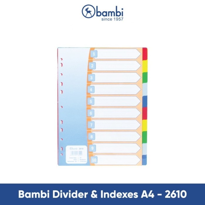 

Pembatas file / divinder Bambi A4 2610 10 warna / plastik