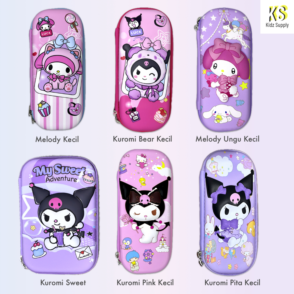 

rtc Tempat Pensil Labubu Kuromi Kotak Pensil Anak Perempuan Kuromi Hardcase 3D Timbul Gambar Unicorn