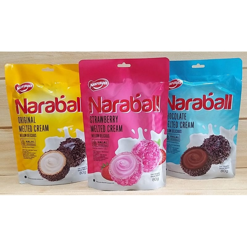 

Naraya Naraball Original, Chocolate, Strawberry Dan Pandan Melted Cream 80 Gram