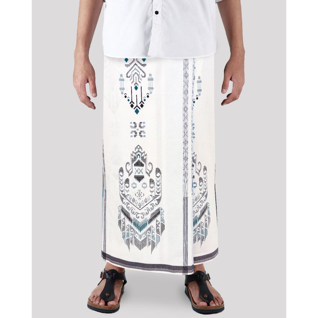 Sarung Mangga Millenium Kembang Putih Biru MK62