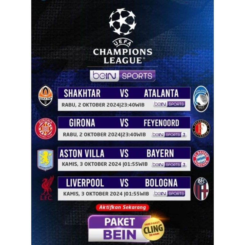 Voucher Paket BEIN SPORT K-Vision 30HARI Paket BEIN K-VISON GILA BOLA