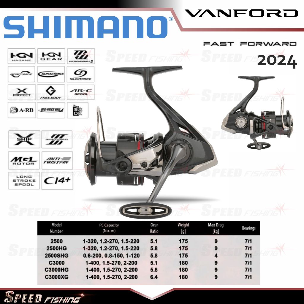 Reel Pancing Shimano Vanford 2024 2500 C3000 Reel Shimano Vanford 2024 Spinning