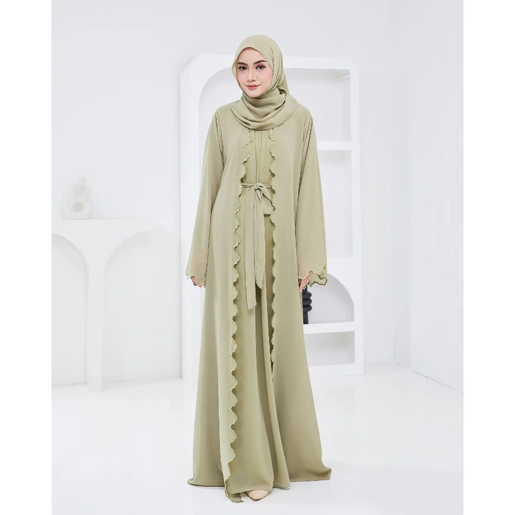 Gyora Abaya Syari Gamis Haji Umroh Hitam Putih Turkey Dress Abaya Basic Arabian Bordir Busui