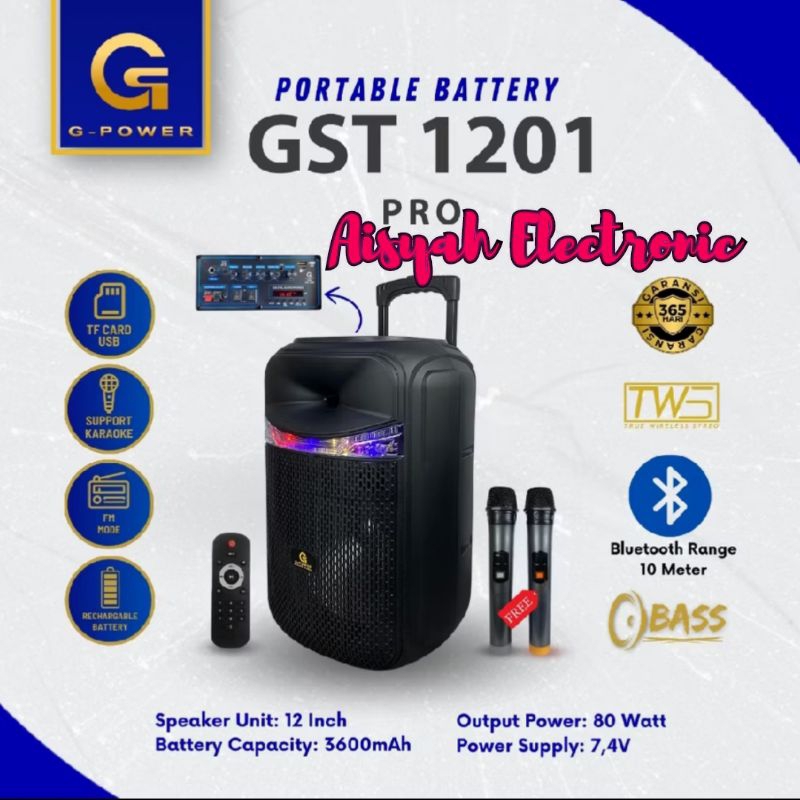 SPEAKER PORTABEL G-POWER 12 INCI GST-1201 PRO GARANSI RESMI