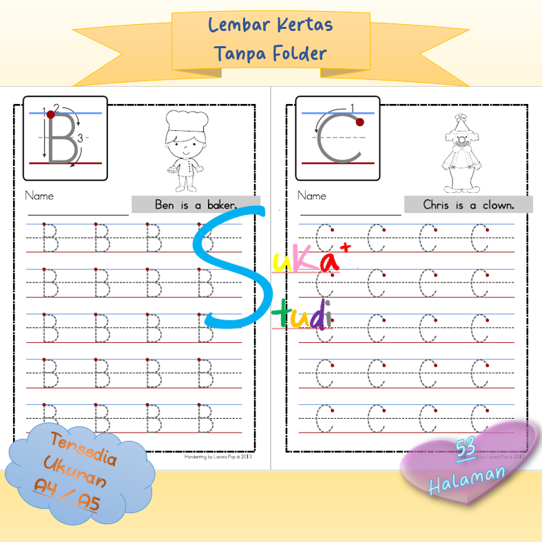 

SUKASTUDI - Kertas TRACING WRITING Lembar Belajar Aktivitas Worksheet Anak TRACING MENULIS