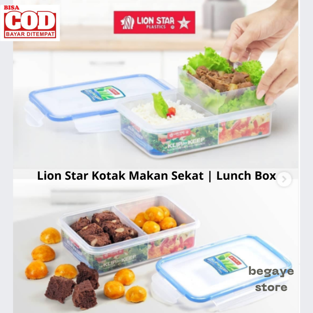 Lion Star Kotak Makan Bersekat Luch Box BPA Free KP-31 Klip To Keep 1201 plus Divider (700 ml)