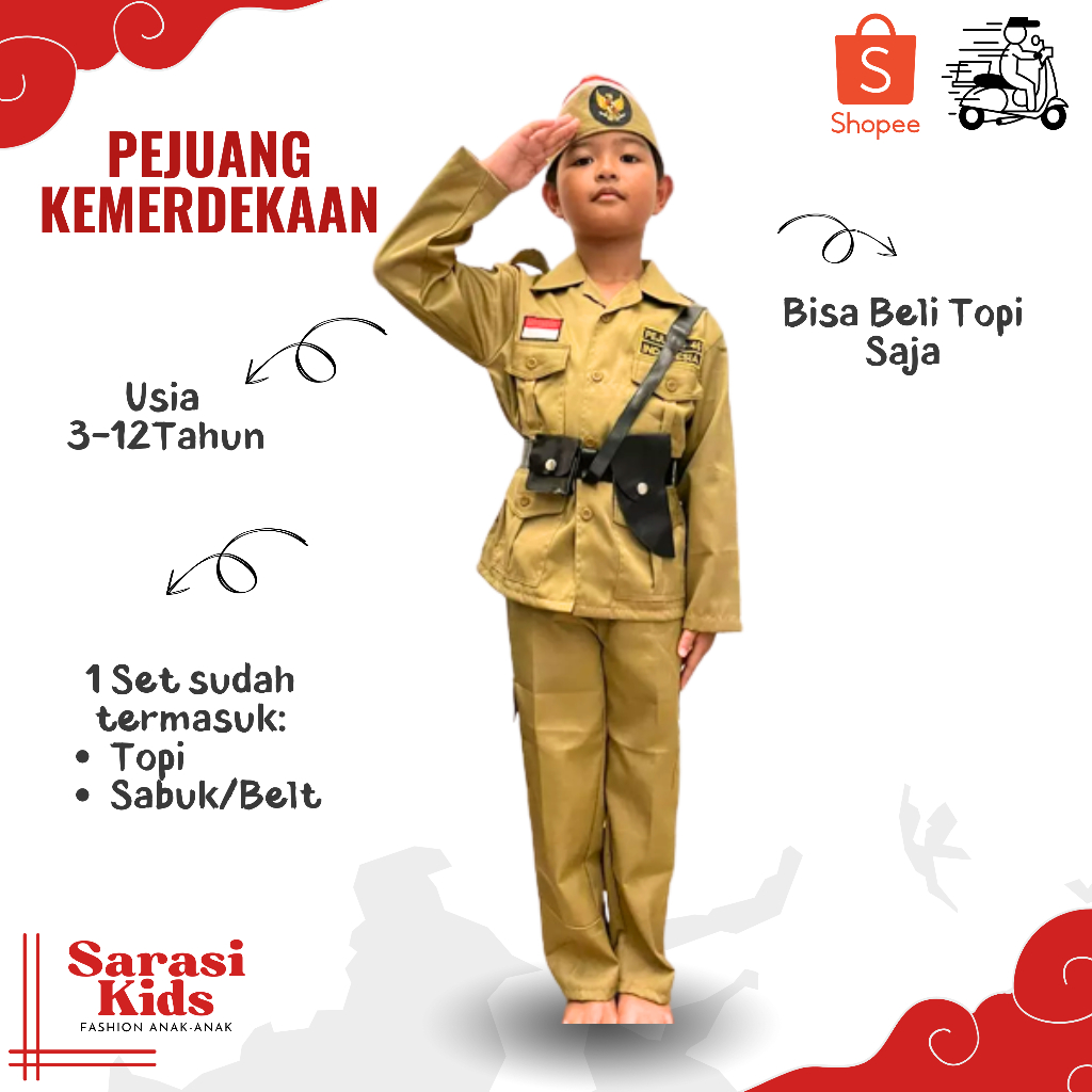 Baju pahlawan anak laki laki baju pahlawan anak perempuan kostum pejuang anak baju pejuang anak baju